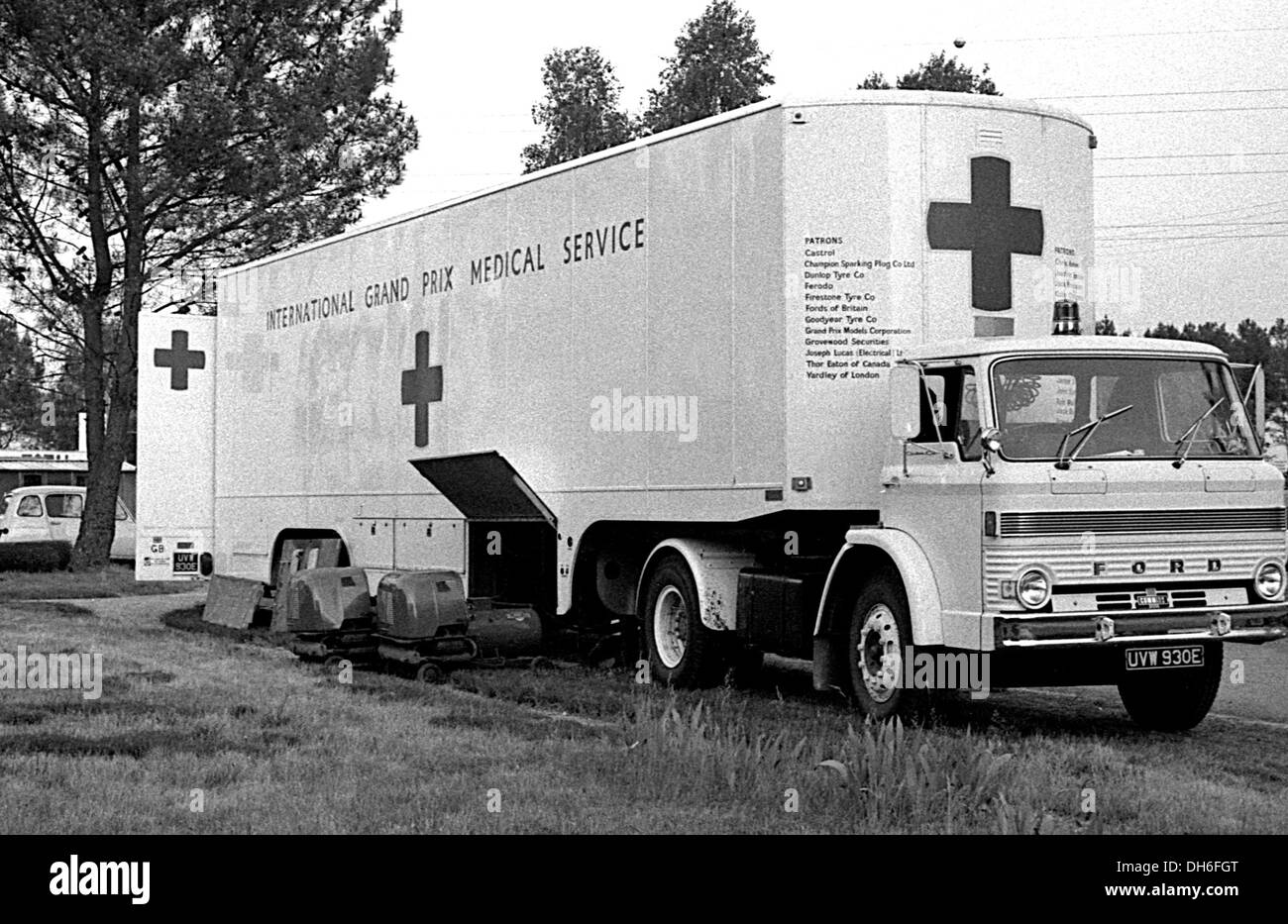Grand Prix Medical Centre in einem Ford-LKW beim 24 Stunden Rennen von Le Mans, Frankreich 1970. Le Mans 1970. Stockfoto