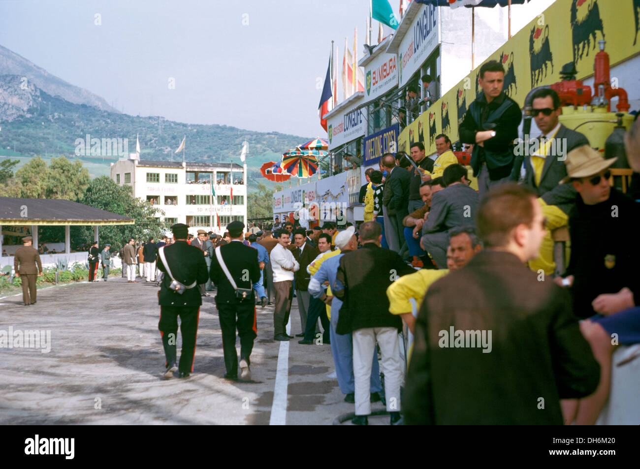 Die Gruben an der Targa Florio, Sizilien 1963. Stockfoto