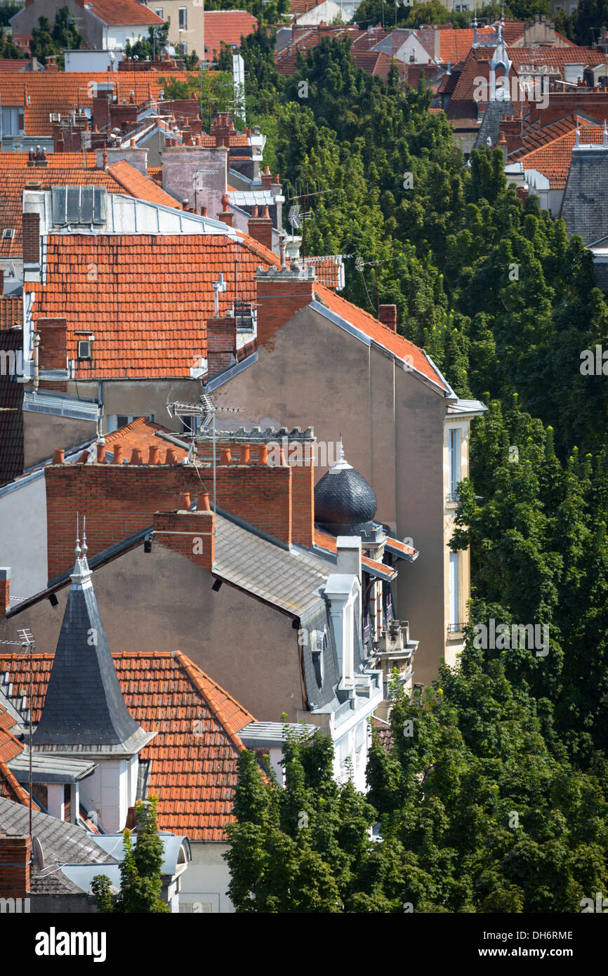 Luftaufnahme des Boulevard Carnot gepflanzt mit Ahorn (Acer sp.)  Vichy Allier Auvergne Frankreich Europa Stockfoto