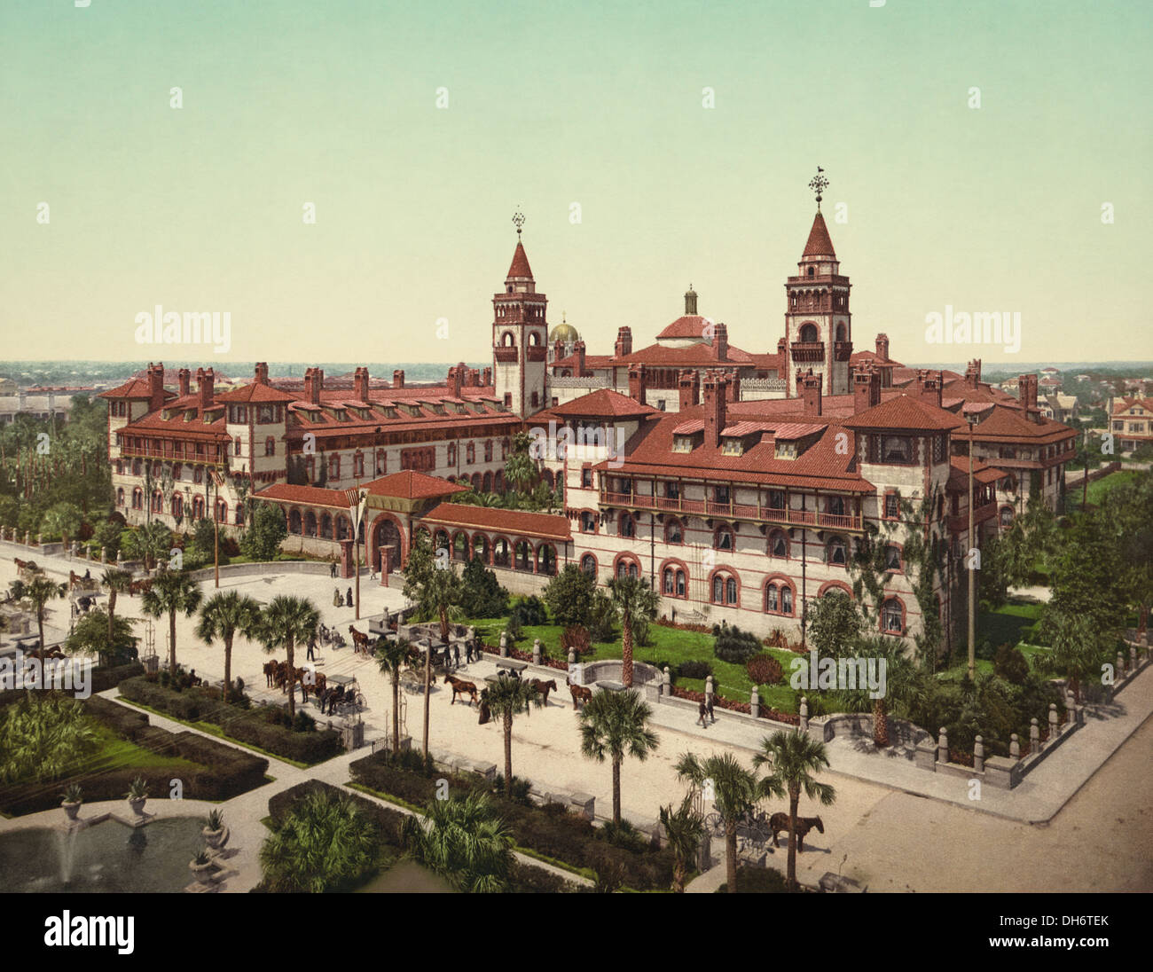 Das Ponce De Leon Hotel erbaut im Jahre 1888, St. Augustine, Florida, USA. Photochrom 1902. Architekten: John Carrere & Thomas Hastings Stockfoto