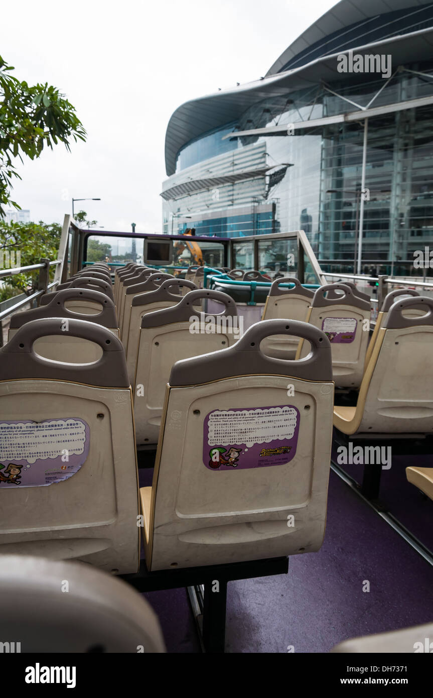 Öffnen eines Busses der Straßen von Hong Kong. Stockfoto