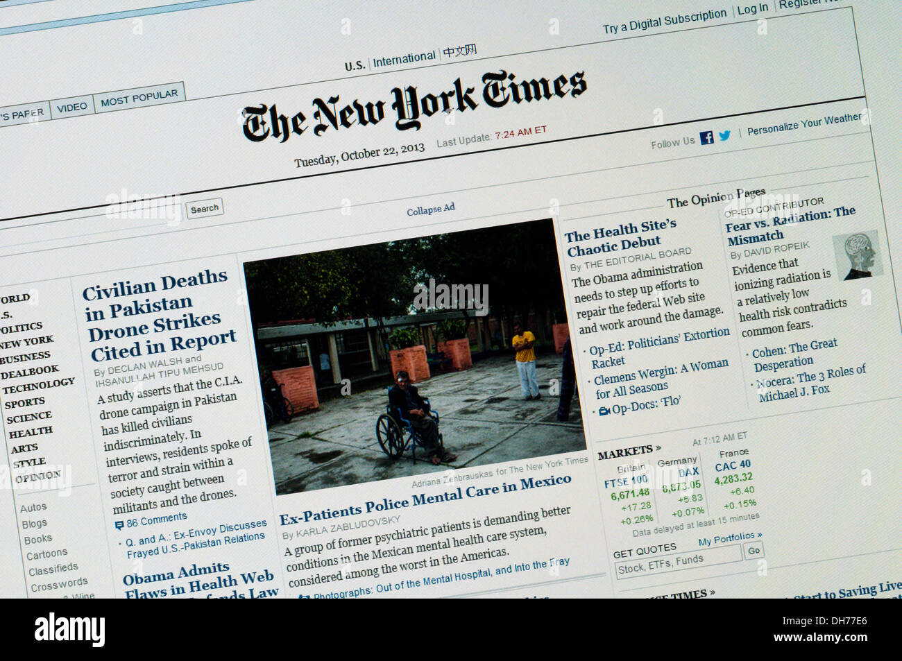 Website der Zeitung The New York Times. Stockfoto