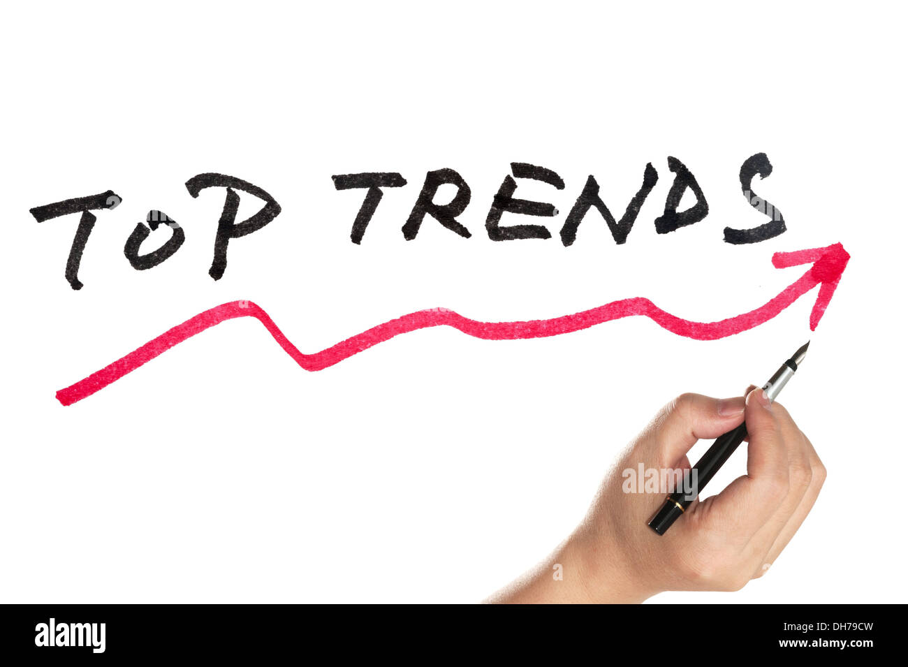 Top-Trends-Kurve auf Whiteboard gezeichnet Stockfoto