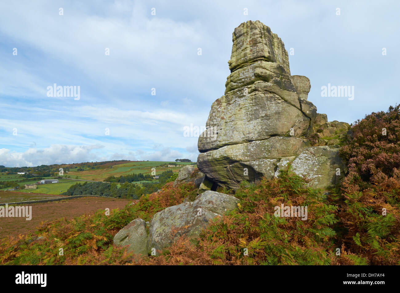 Kopf Stein bei hohlen Wiese - Sheffield, England, UK Stockfoto