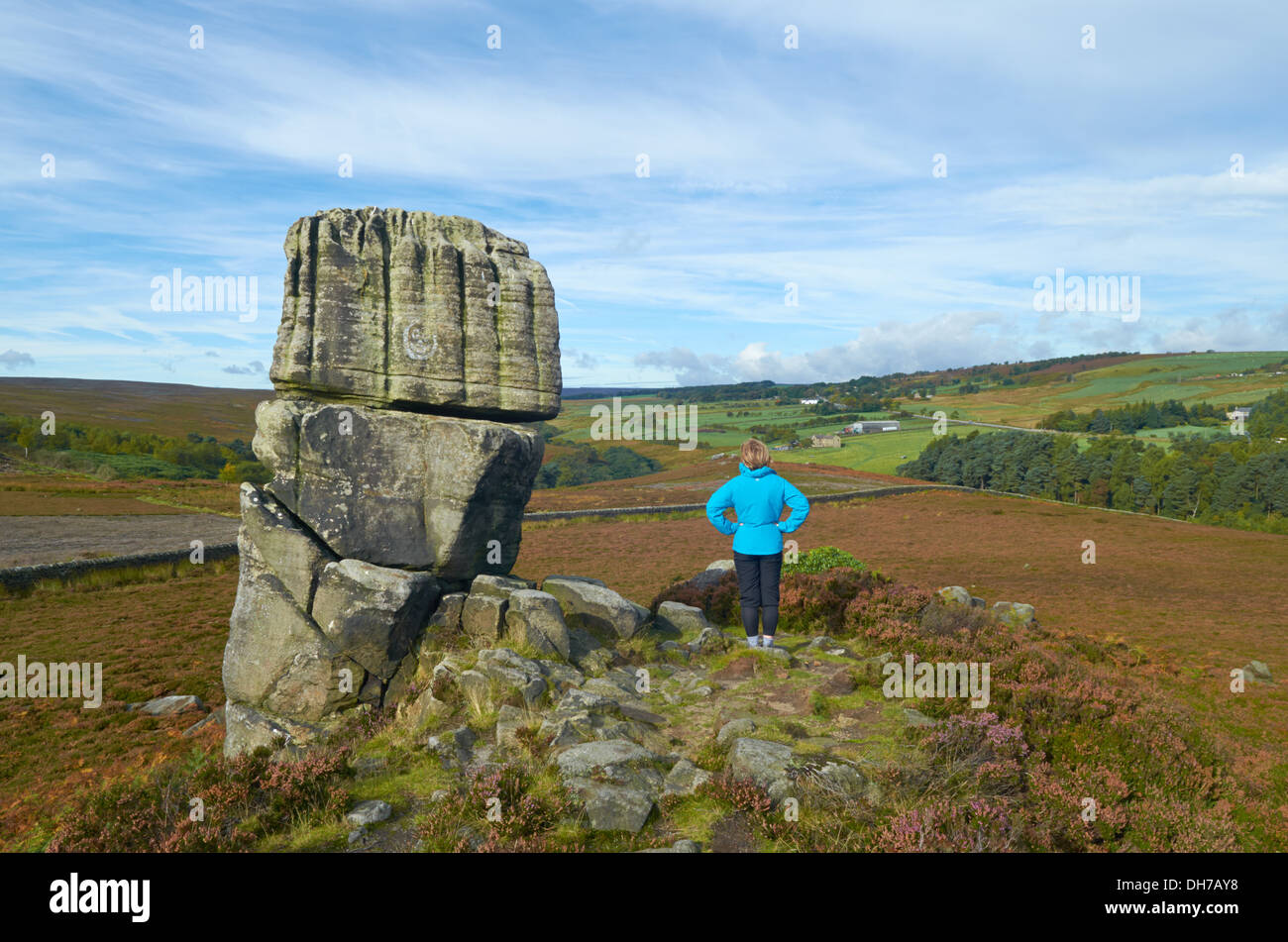 Kopf Stein bei hohlen Wiese - Sheffield, England, UK Stockfoto