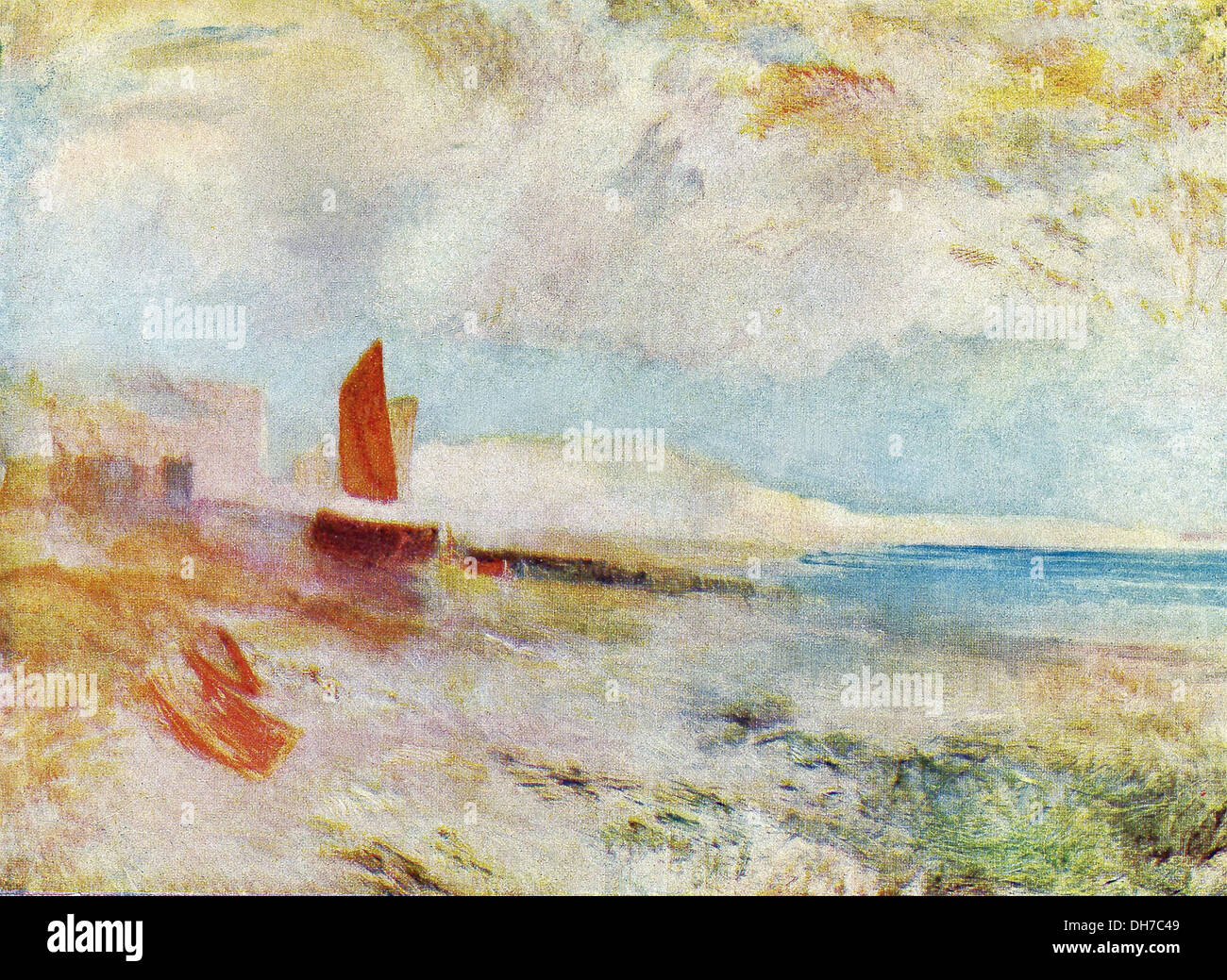 Diese Arbeit, mit dem Titel Hastings, ist eines der sogenannten "Unvollendeten" Bilder des britischen Künstlers JMW Turner. Stockfoto