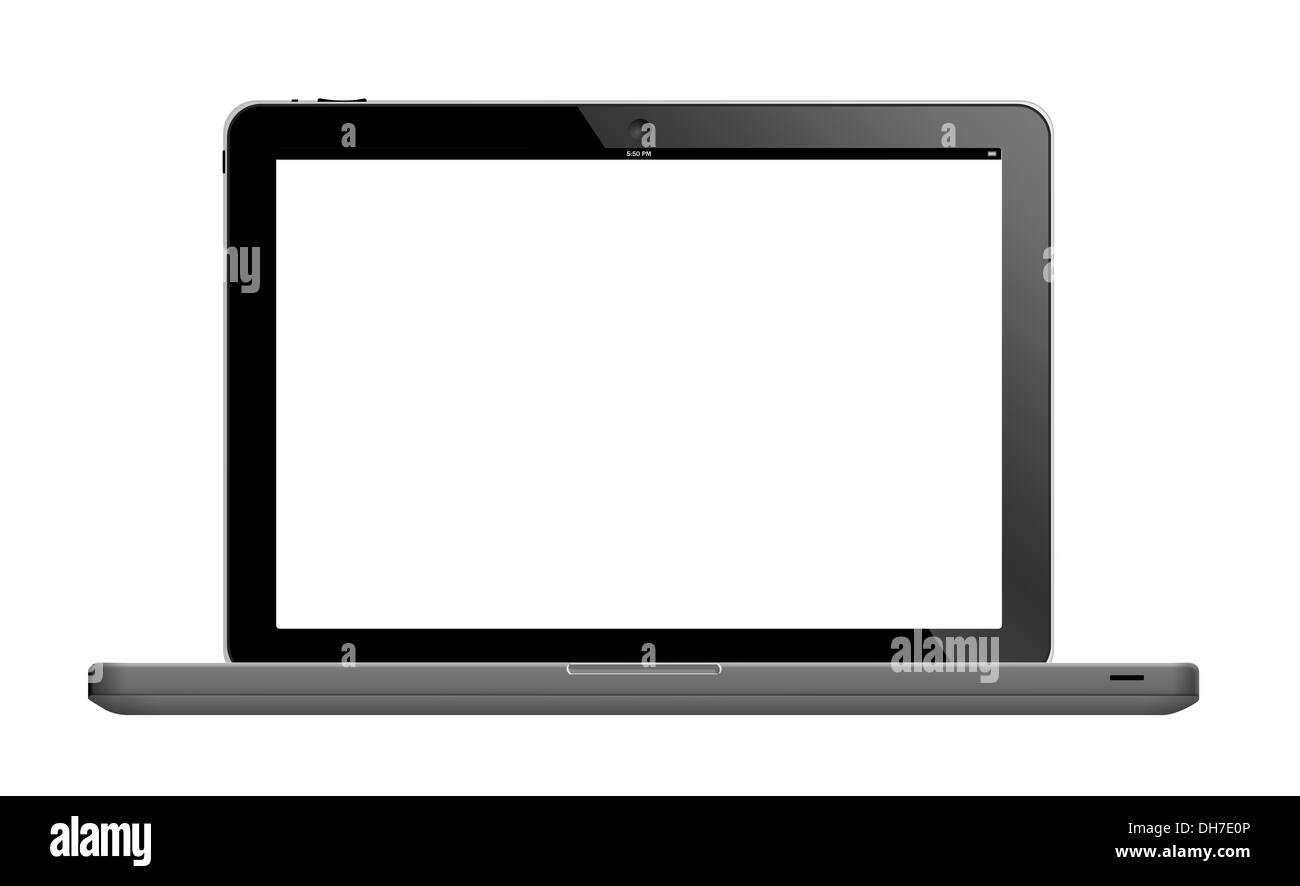 Laptop mit unbelegten Schirm isoliert auf weiss. Kann mit benutzerdefinierten Bildern verwendet werden. (mit Beschneidungspfad Arbeit) Stockfoto