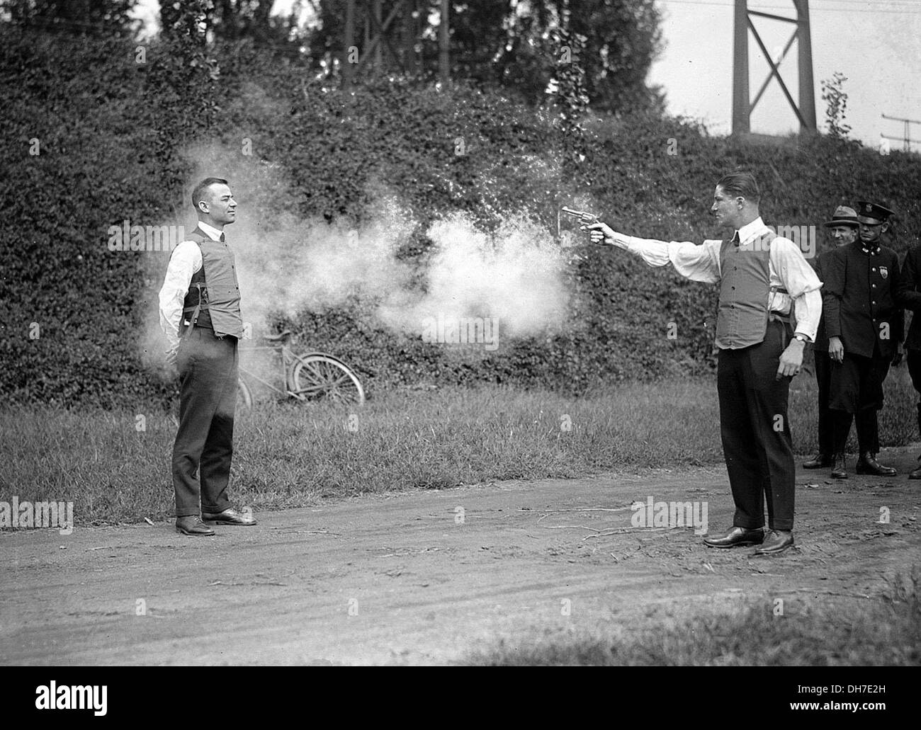Körper Rüstung. 1930er Jahren Erprobung Körperpanzer! Stockfoto