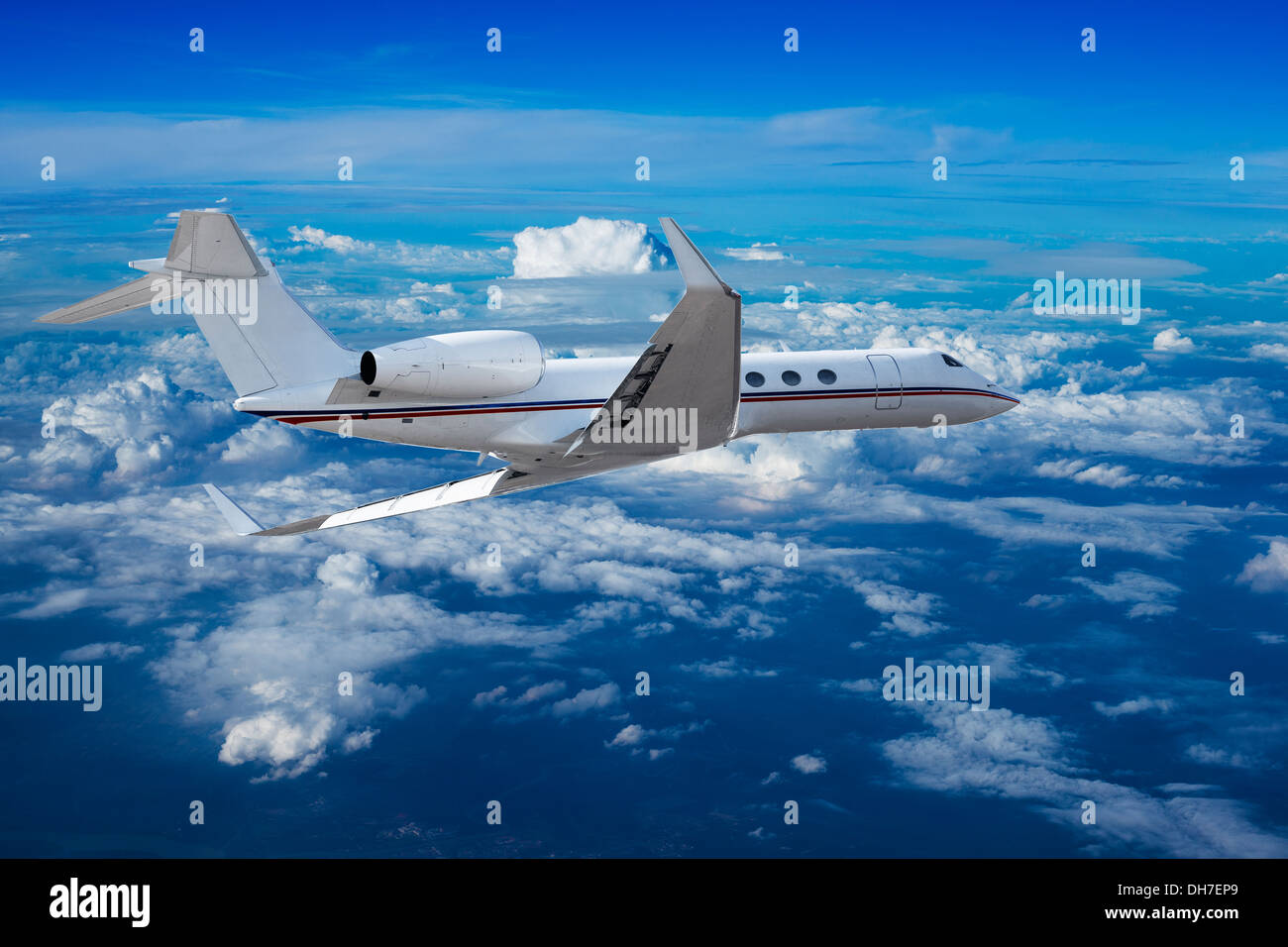 Privat-Jet Kreuzfahrt über den Wolken Stockfoto