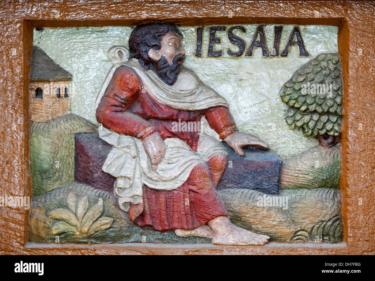 Der Prophet Jesaja, 8. Jahrhundert v. Chr., alte Lateinschule, Holzschnitzereien, Alfeld, Deutschland Stockfoto