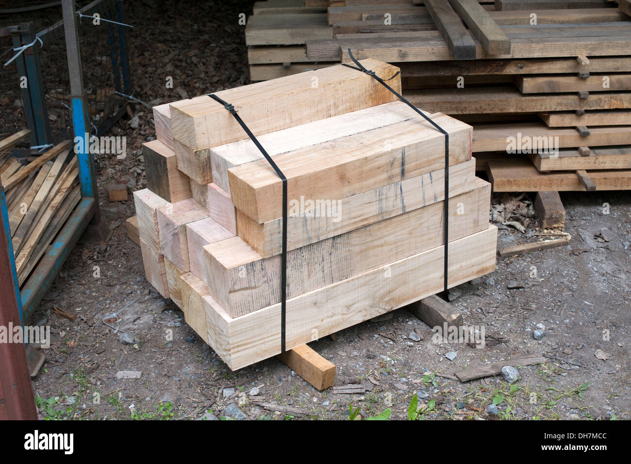 Sah Mühle Holz Holz schneiden frisch gesägte Eiche gesägt Stockfoto