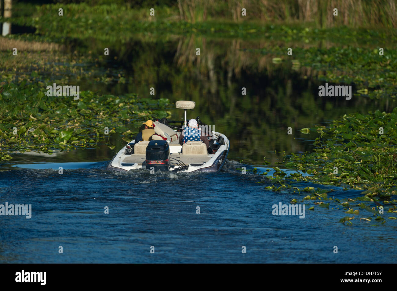 Ein Tag der Fischerei auf dem Haines Creek River in Leesburg, Florida USA Stockfoto