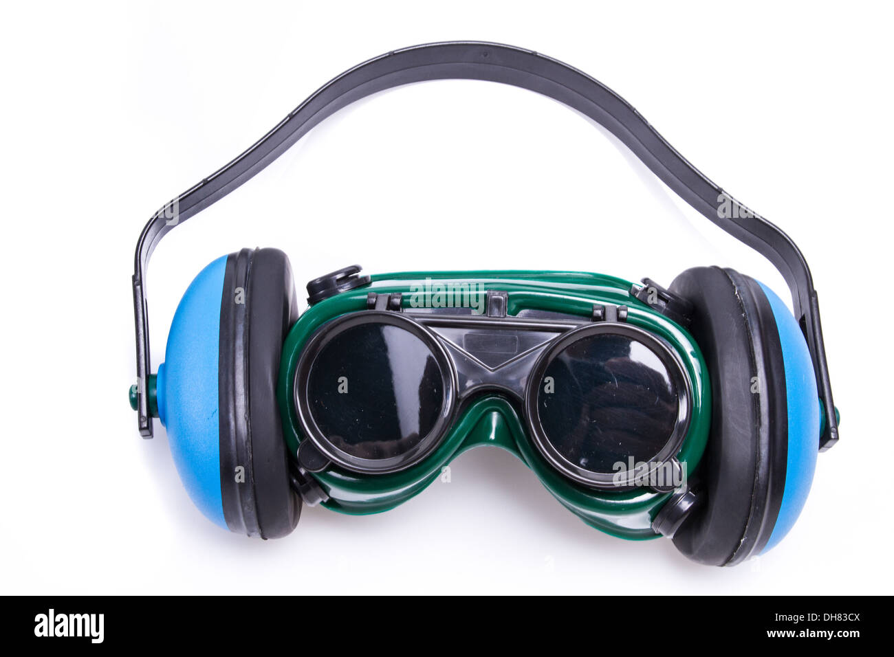 Sicherheit Ausrüstung Gehörschutz und Schutzbrille Stockfoto