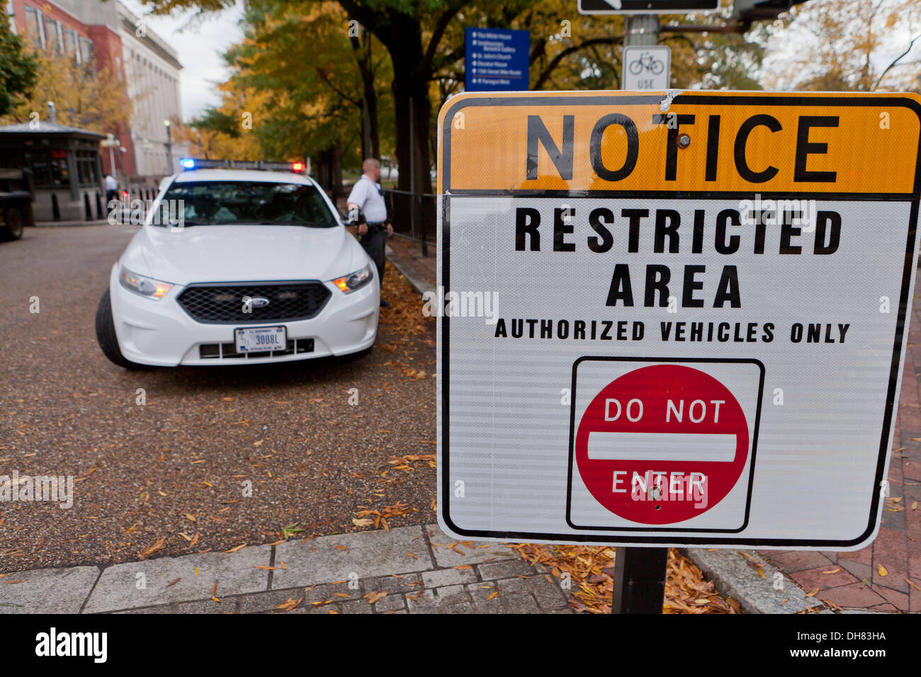 Hohe Sicherheit eingeschränkten Bereich Hinweisschild - Washington, DC USA Stockfoto