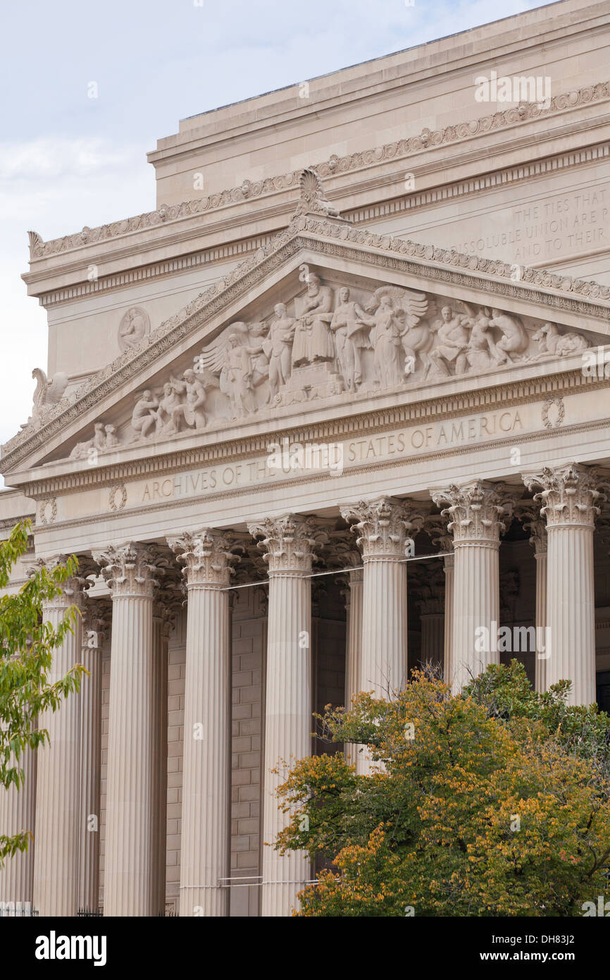 Das Gebäude der National Archives - Washington, DC USA Stockfoto