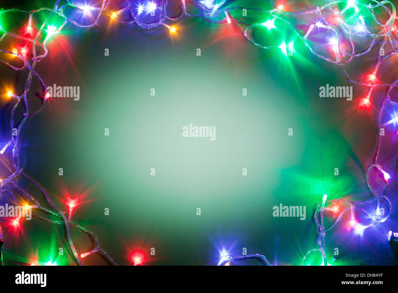 Weihnachtsbaum-Set als Rahmen angeordnet. Stockfoto