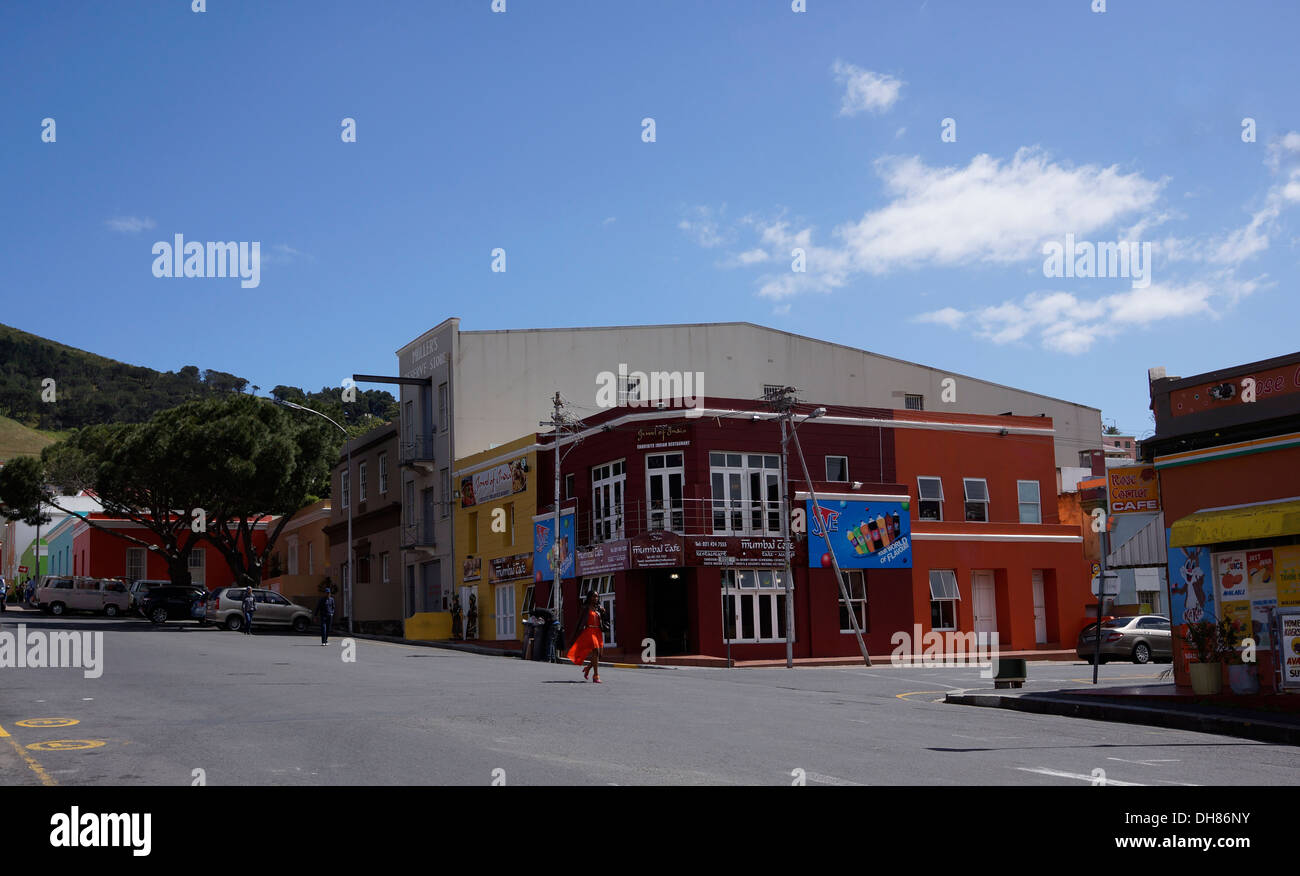 Lady Kreuzung Straße in Bo-Kaap, der Malay Quarter of Cape Town. Stockfoto