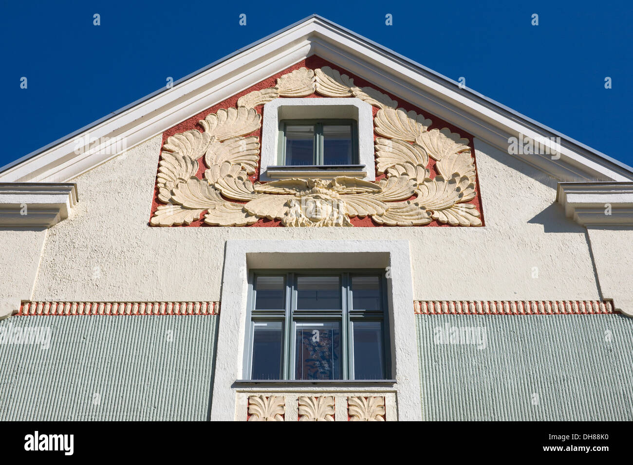 Jugendstil-Fassade im Stadtteil Schwabing-West, München, Bayern Stockfoto