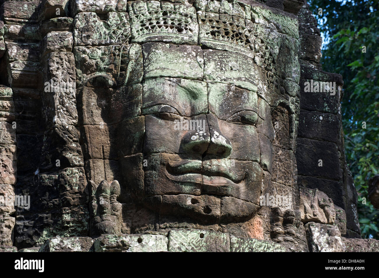 Stone Gesicht bei der Tempel Ta Som, Ta Som, Siem Reap, Provinz Siem Reap, Kambodscha Stockfoto