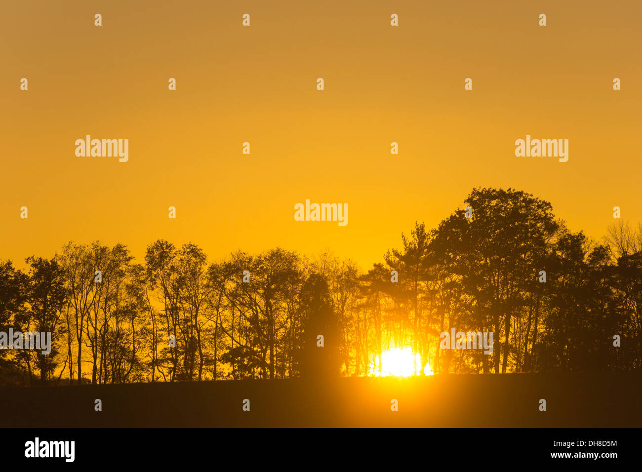 SONNENUNTERGANG ÜBER BERGRÜCKEN BÄUME JEFFERSON COUNTY PENNSYLVANIA USA Stockfoto