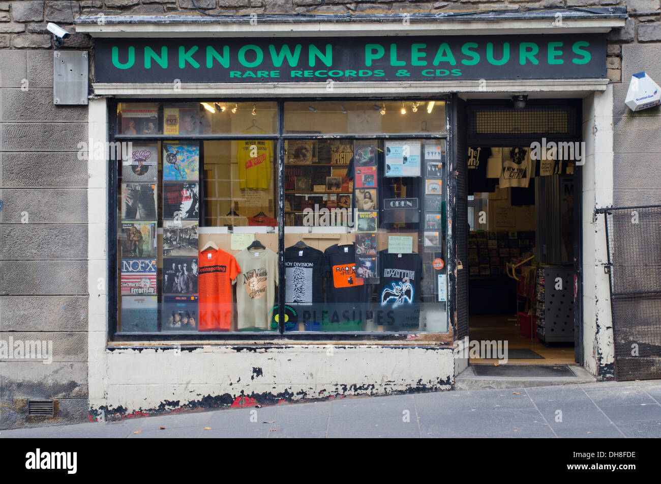 Einer unabhängigen Plattenladen auf der Royal Mile in Edinburgh, Schottland Stockfoto