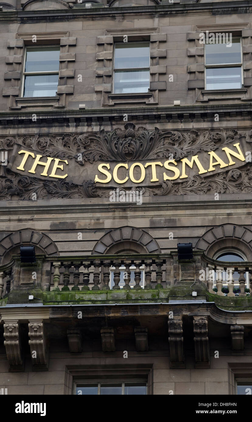 Scotsman Hotelschild in Edinburgh, Schottland Stockfoto