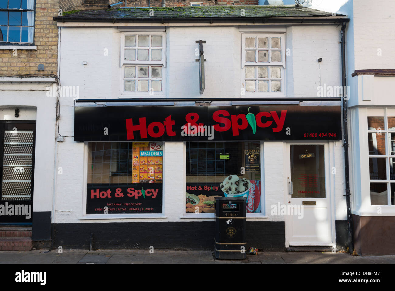 Die heißen und würzigen Speisen zum Mitnehmen kaufen St Ives Cambridgeshire UK Stockfoto