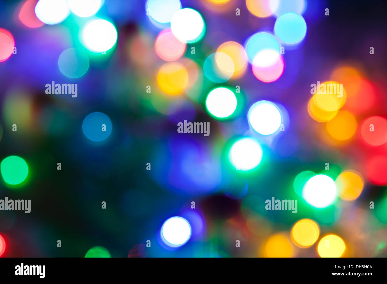Lichterketten Hintergrund unscharf. Stockfoto