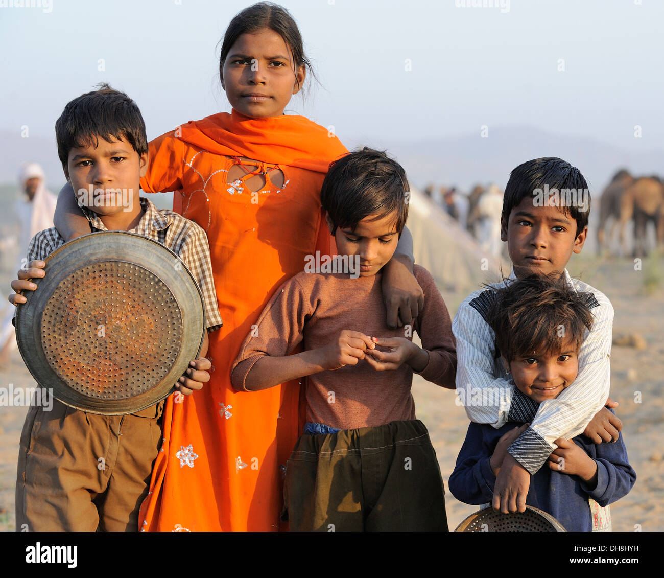 Kinder in Pushkar Camel Fair Stockfoto