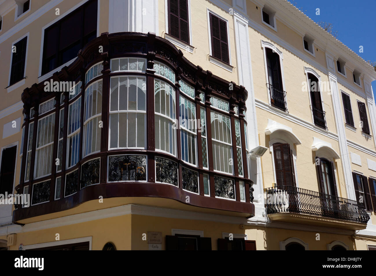 altes Haus mit Alkoven, Mao, Menorca, Spanien Stockfoto