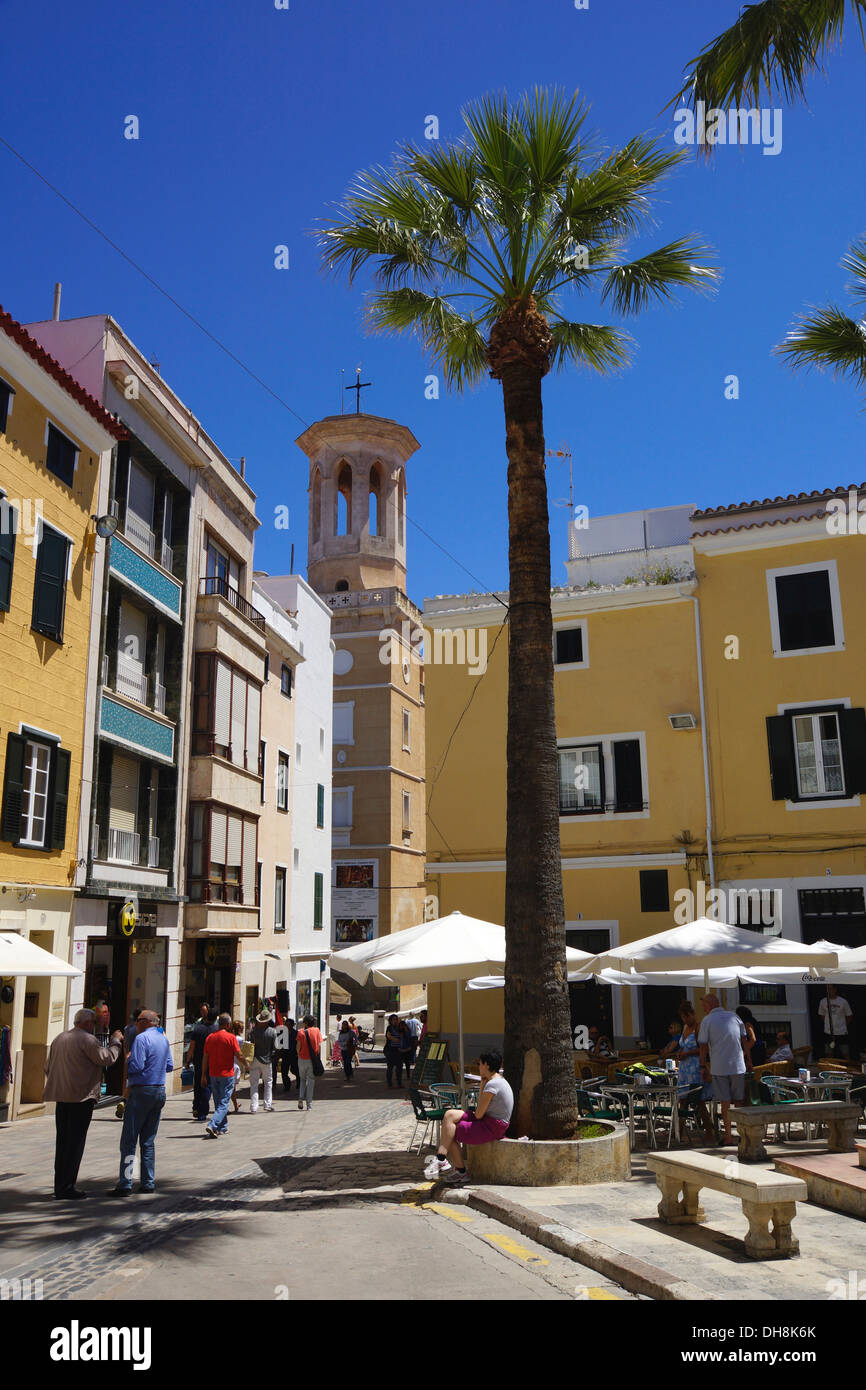 Plaza de Colon, Mao, Menorca, Spanien Stockfoto