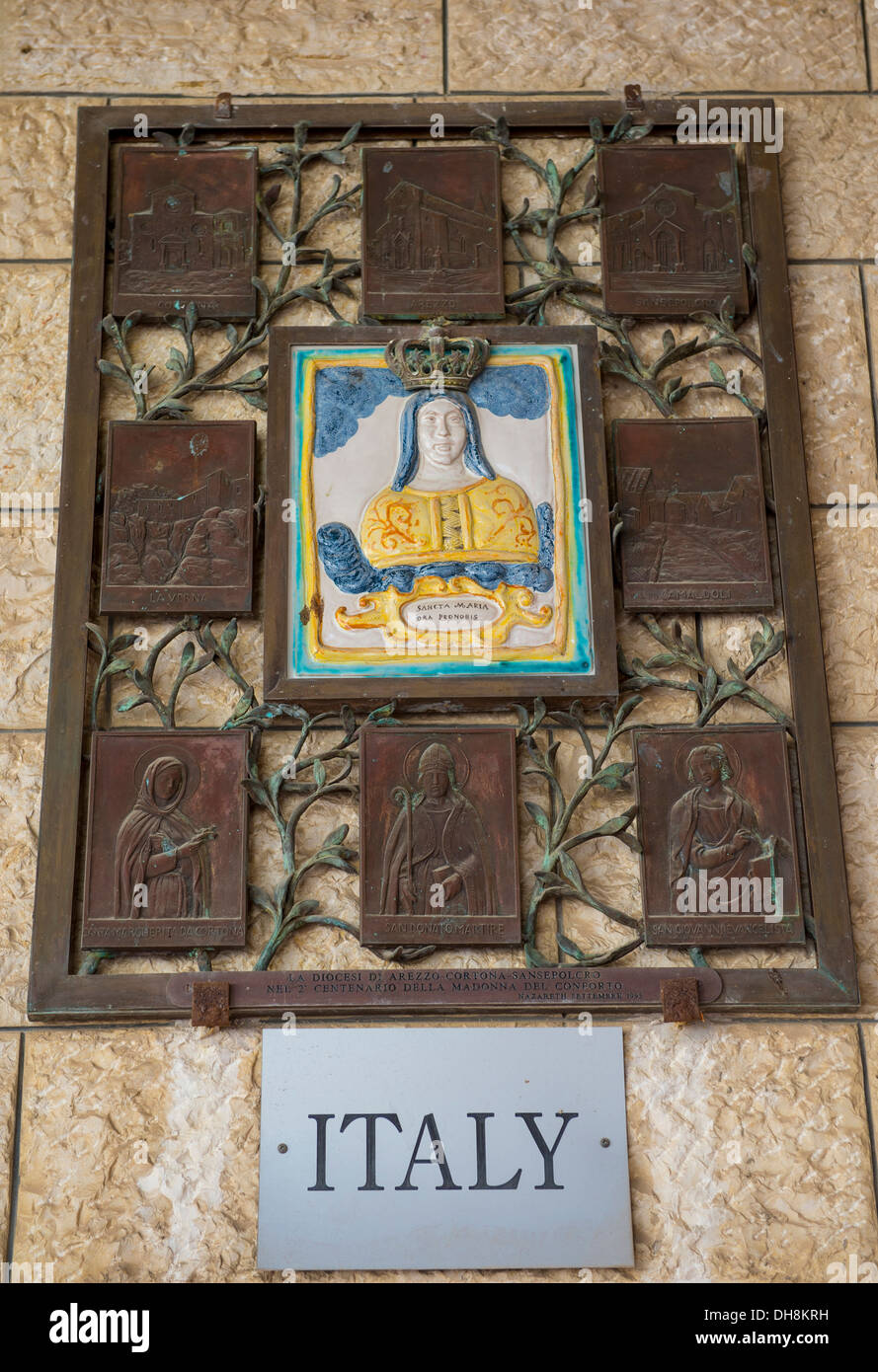 Italienischen Mosaik in der Basilika der Verkündigung in Nazareth, Israel Stockfoto