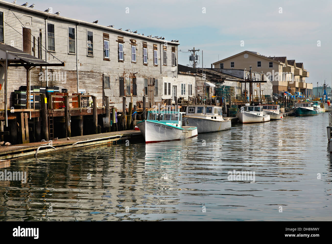 Boote im Hafen von Portland Maine Stockfoto