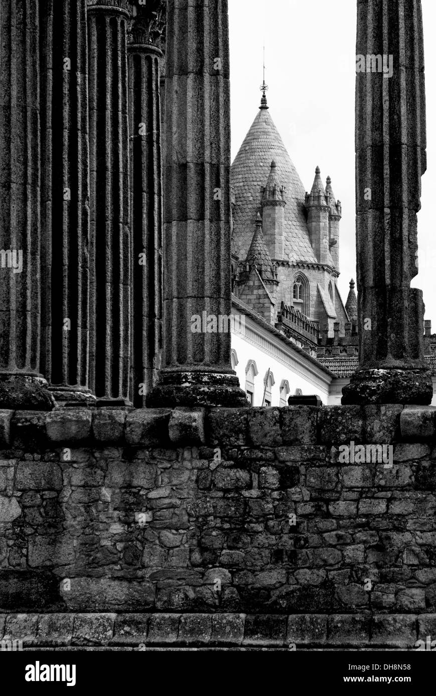 EVORA RÖMISCHEN TEMPEL UND PALAST PORTUGAL Stockfoto