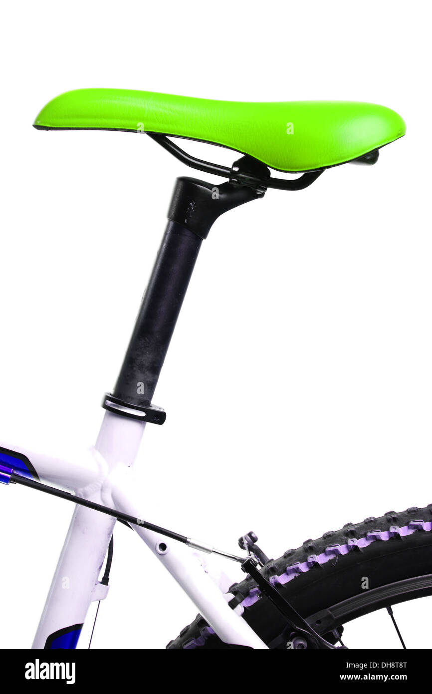 Farbdetails von den grünen Sattel eines Fahrrades Stockfoto