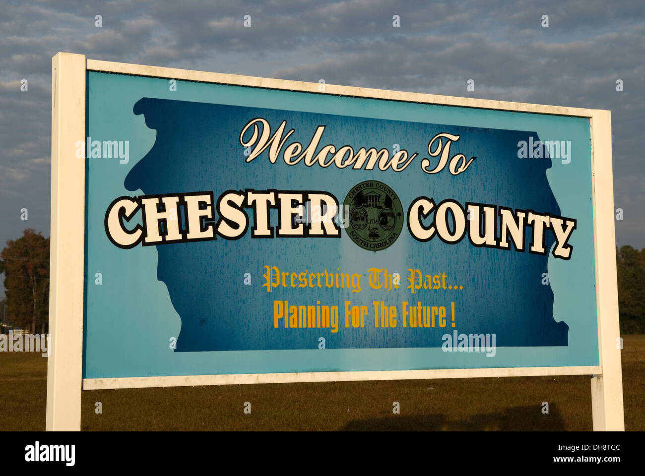 Willkommen Sie bei Chester County Zeichen South Carolina USA Stockfoto
