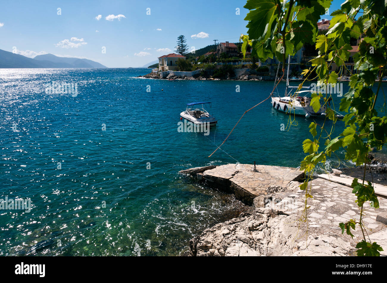 Die griechischen Fischerei Dorf Fiscardo auf der Insel Kephallonia Stockfoto