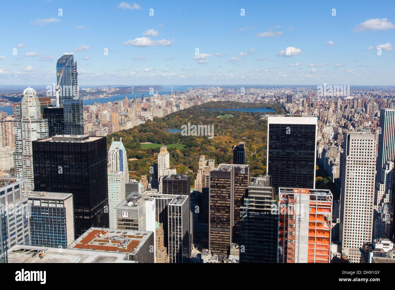 Aussicht von der Spitze des Felsens mit Blick auf den Central Park, Rockefeller Center Aussichtsplattform, New York City, New York, USA, USA Stockfoto