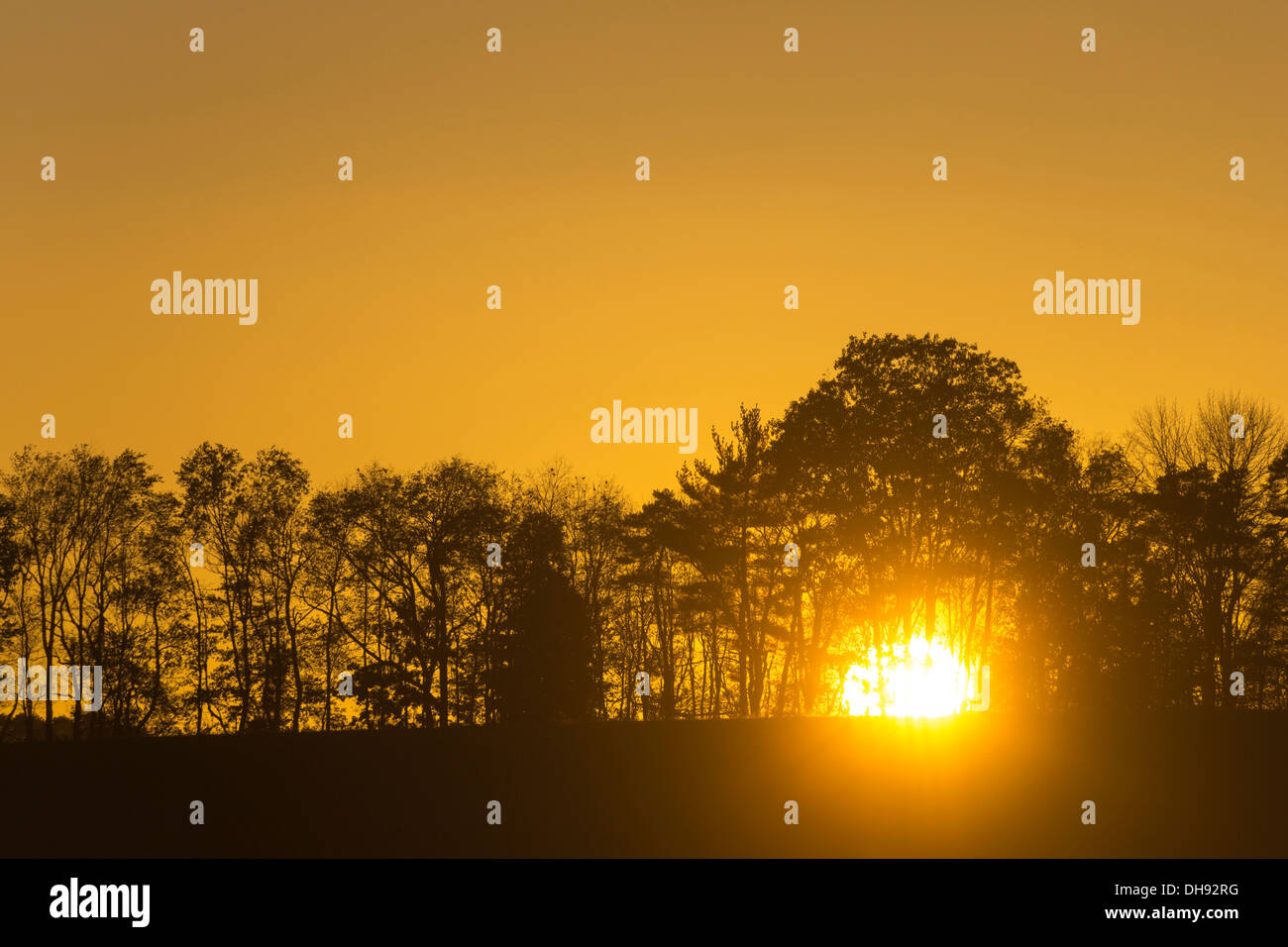 SONNENUNTERGANG ÜBER BERGRÜCKEN BÄUME JEFFERSON COUNTY PENNSYLVANIA USA Stockfoto