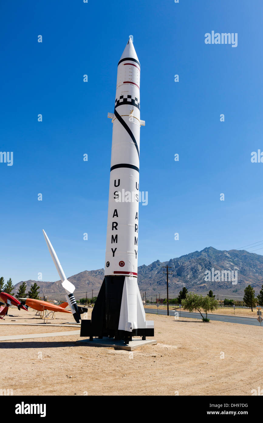 Redstone Oberfläche zu Oberfläche ballistischen Raketen in der Rakete Park in White Sands Missile Range in der Nähe von Alamogordo, New Mexico, USA Stockfoto