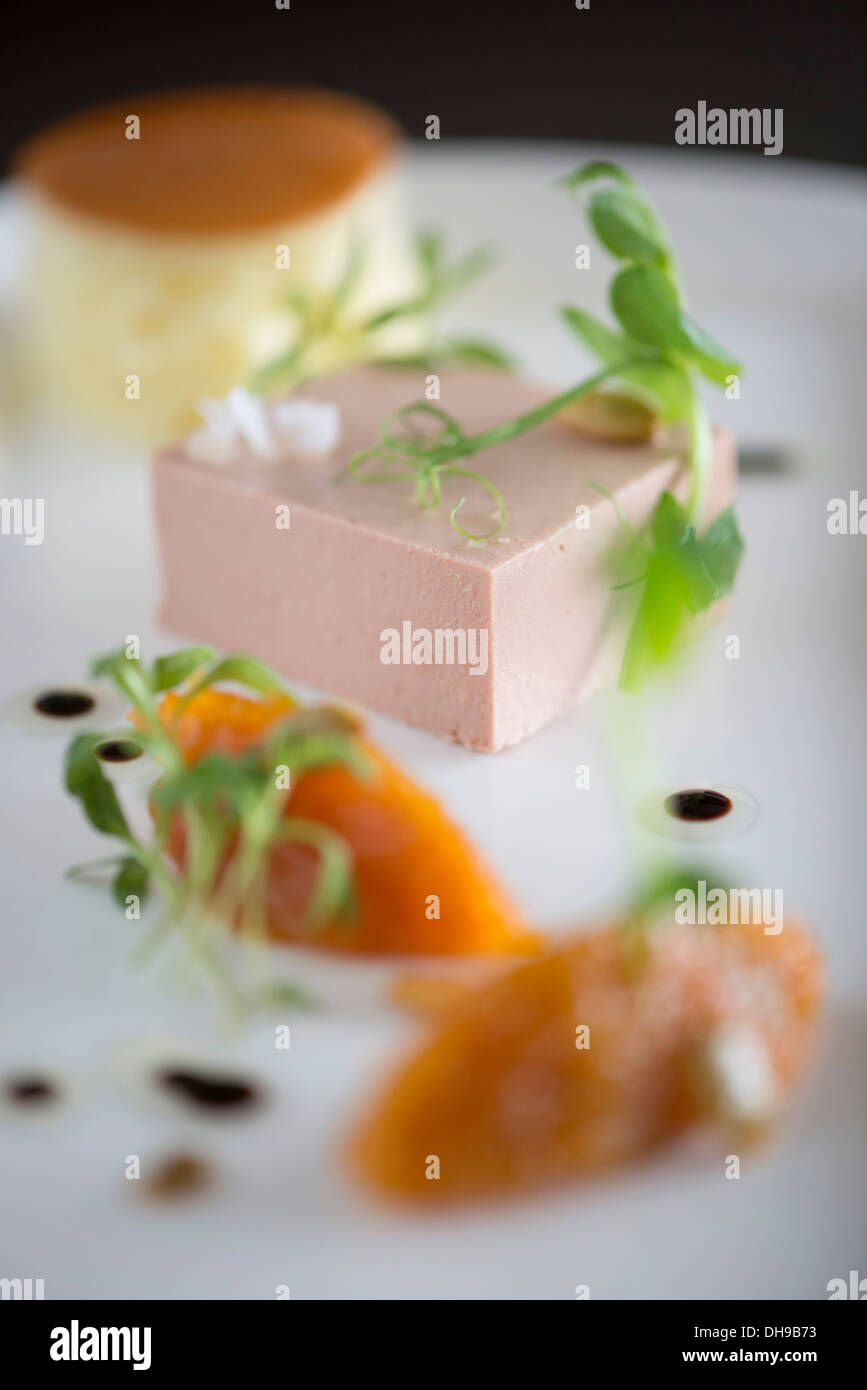 Pastete, Brötchen und Marmelade Ood aus einem fine dining restaurant Stockfoto