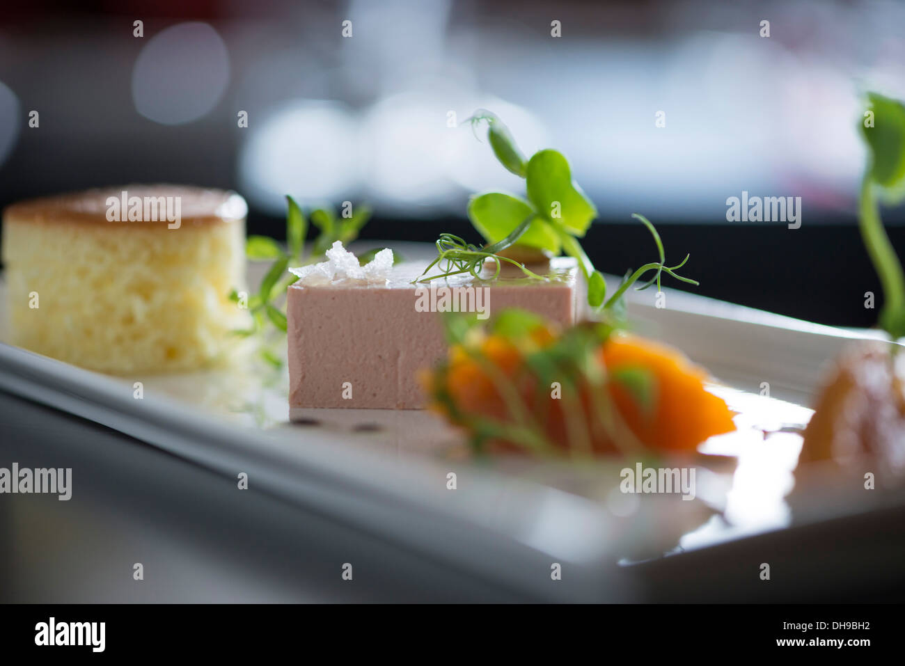 Pastete, Brötchen und Marmelade Ood aus einem fine dining restaurant Stockfoto