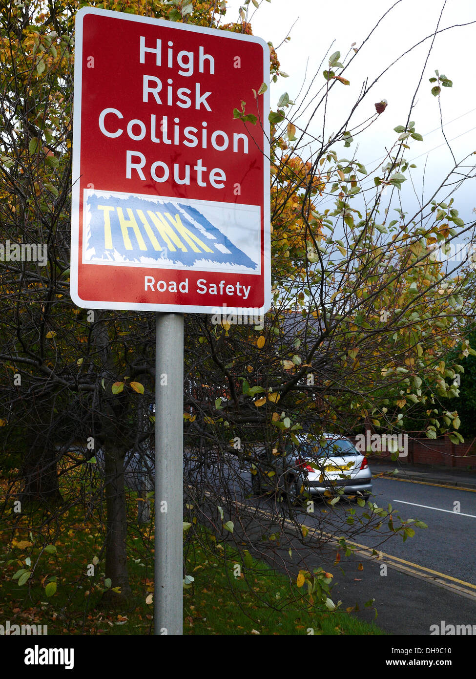 Sicherheit Warnung Straßenschild UK Stockfoto