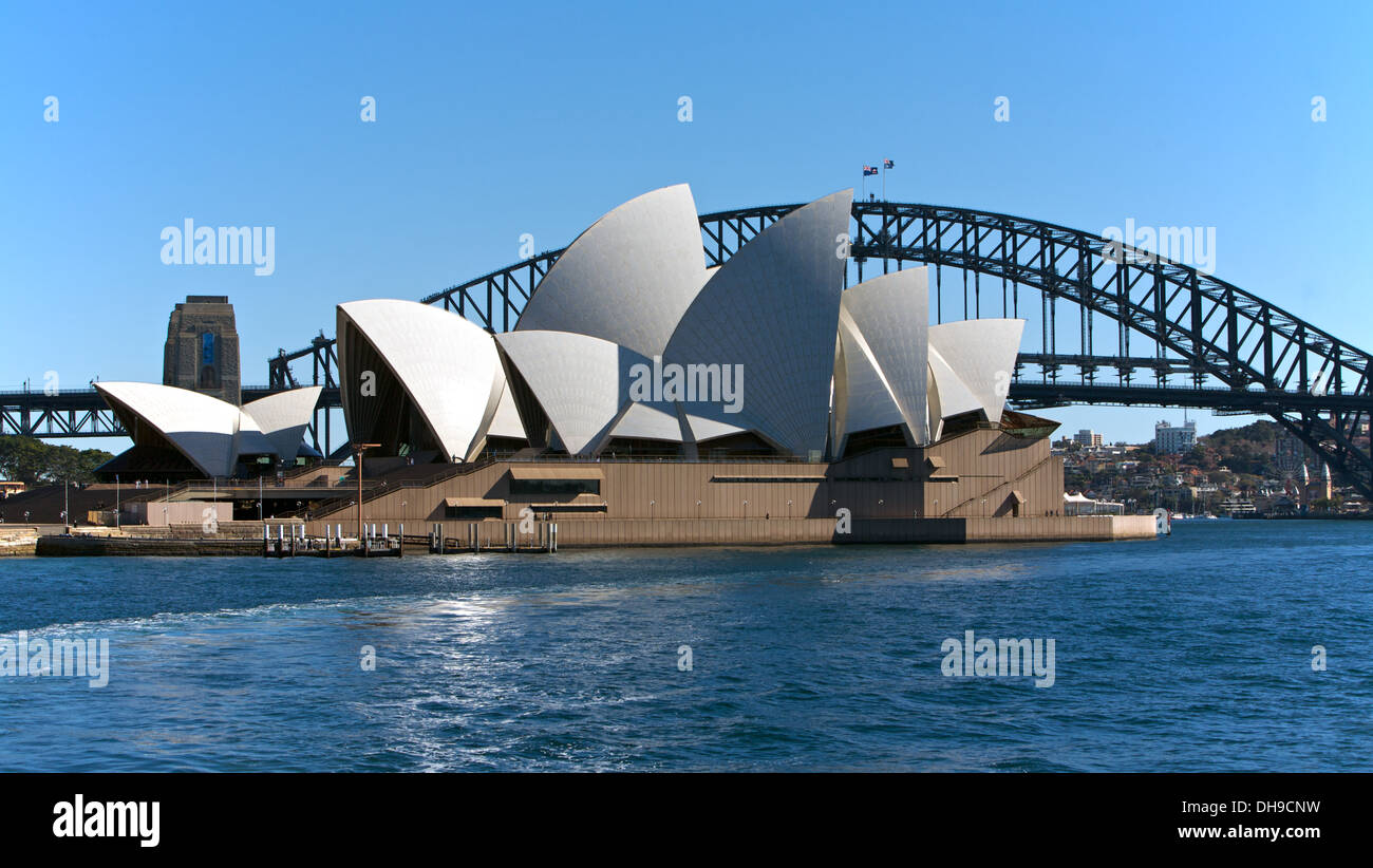 Sydney Opera House und die Harbour Bridge in Australien Stockfoto