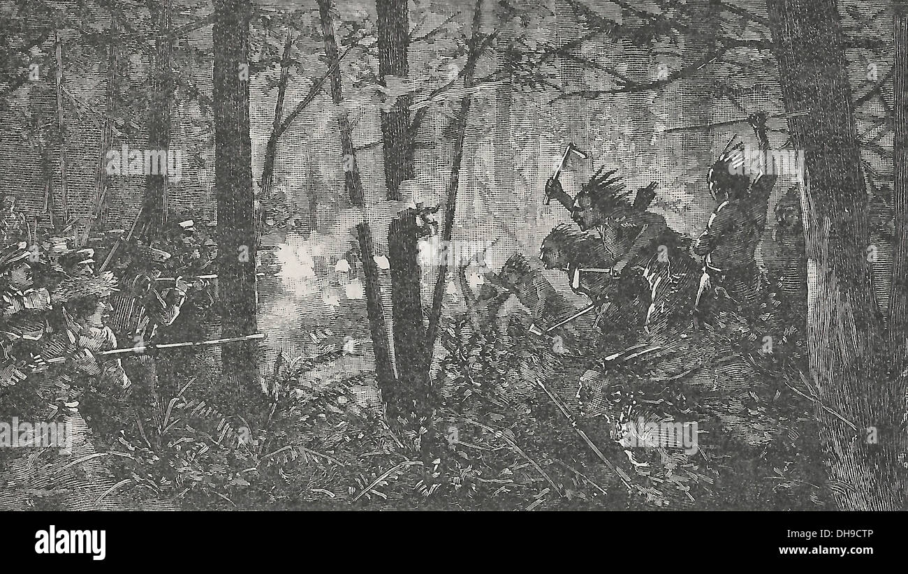 Die Schlacht von Tippecanoe, 7. November 1811 kämpfte zwischen USA Kräfte unter der Leitung von Gouverneur William Henry Harrison und indianischer Krieger der Shawnee-Führer Tecumseh zugeordnet Stockfoto
