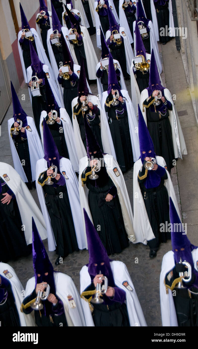 Nazarenos. Religiöse Musikband während der Prozessionen in der Karwoche. Ist das wichtigste religiöse fest. Spanien Stockfoto