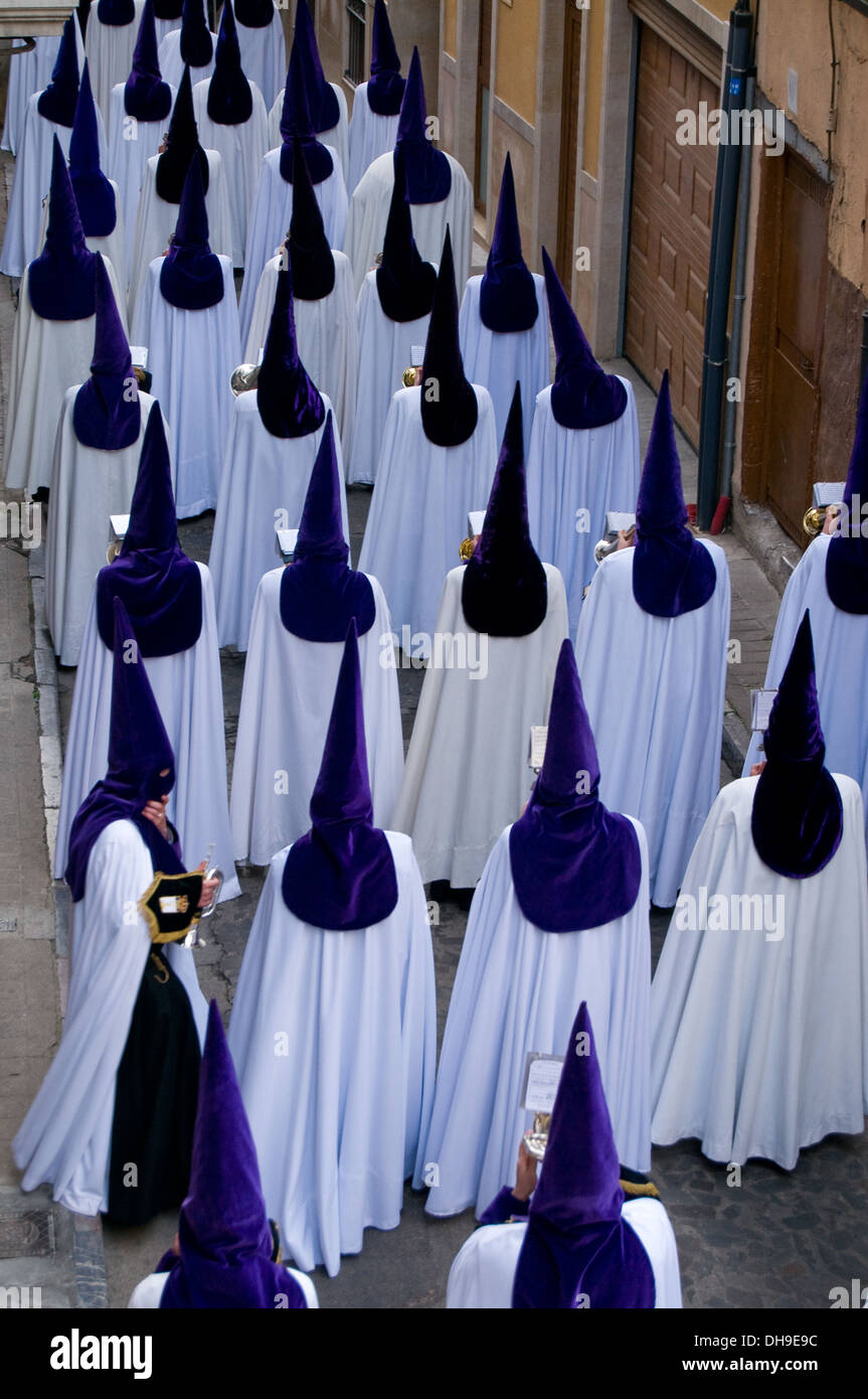 Nazarenos. Religiöse Musikband während der Prozessionen in der Karwoche. Ist das wichtigste religiöse fest. Spanien Stockfoto