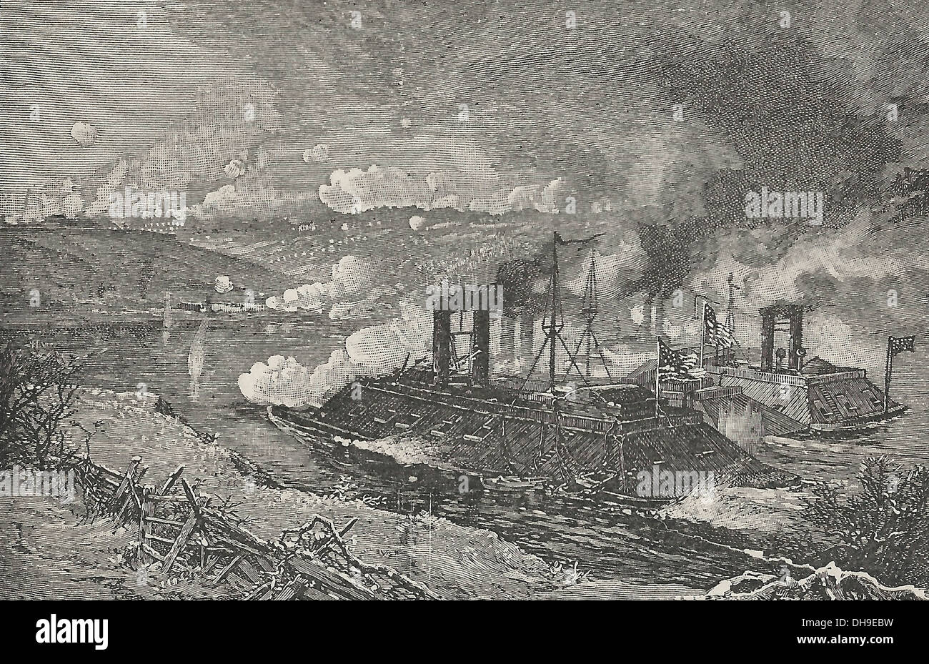 Der Angriff auf Fort Donelson, Februar 1862, USA Bürgerkrieg Stockfoto