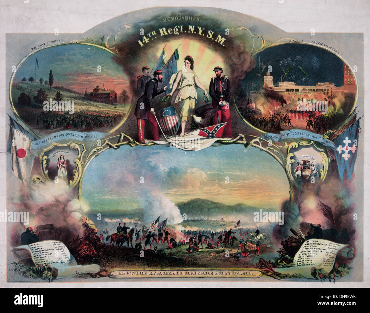 Erfassung eines Rebellen brigade, 1. Juli 1863 Erinnerungsstücke, 14. regt N.Y.S.M Stockfoto