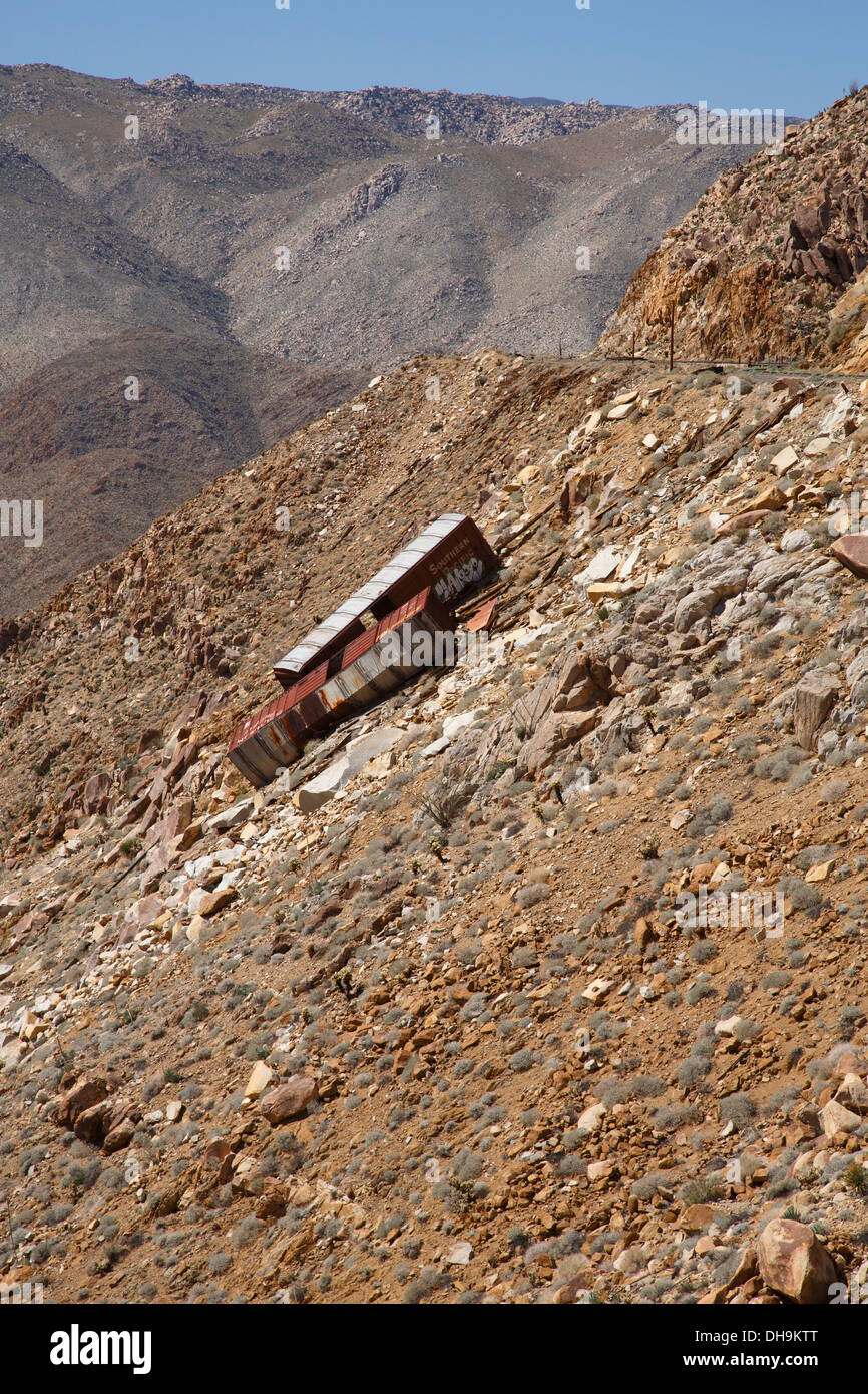 Carrizo Gorge Bahngleis, Anza-Borrego Desert State Park, Kalifornien. Stockfoto